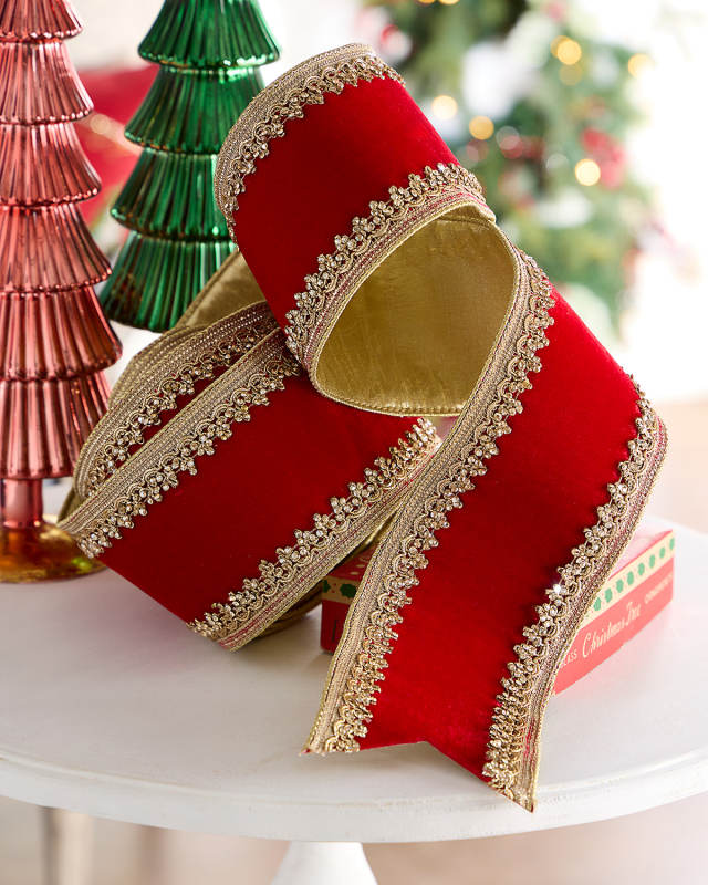 Jewel Countess Trimmed Velvet Ribbon, 4"W x 5 Yards